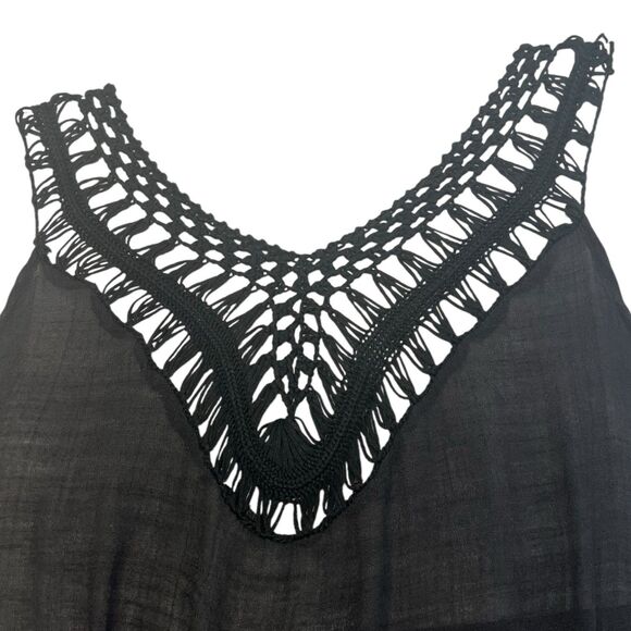 Skue Curve 3XL Crochet Trim Black Tank Dress Plus Size Boho Cover Up - Picture 6 of 9